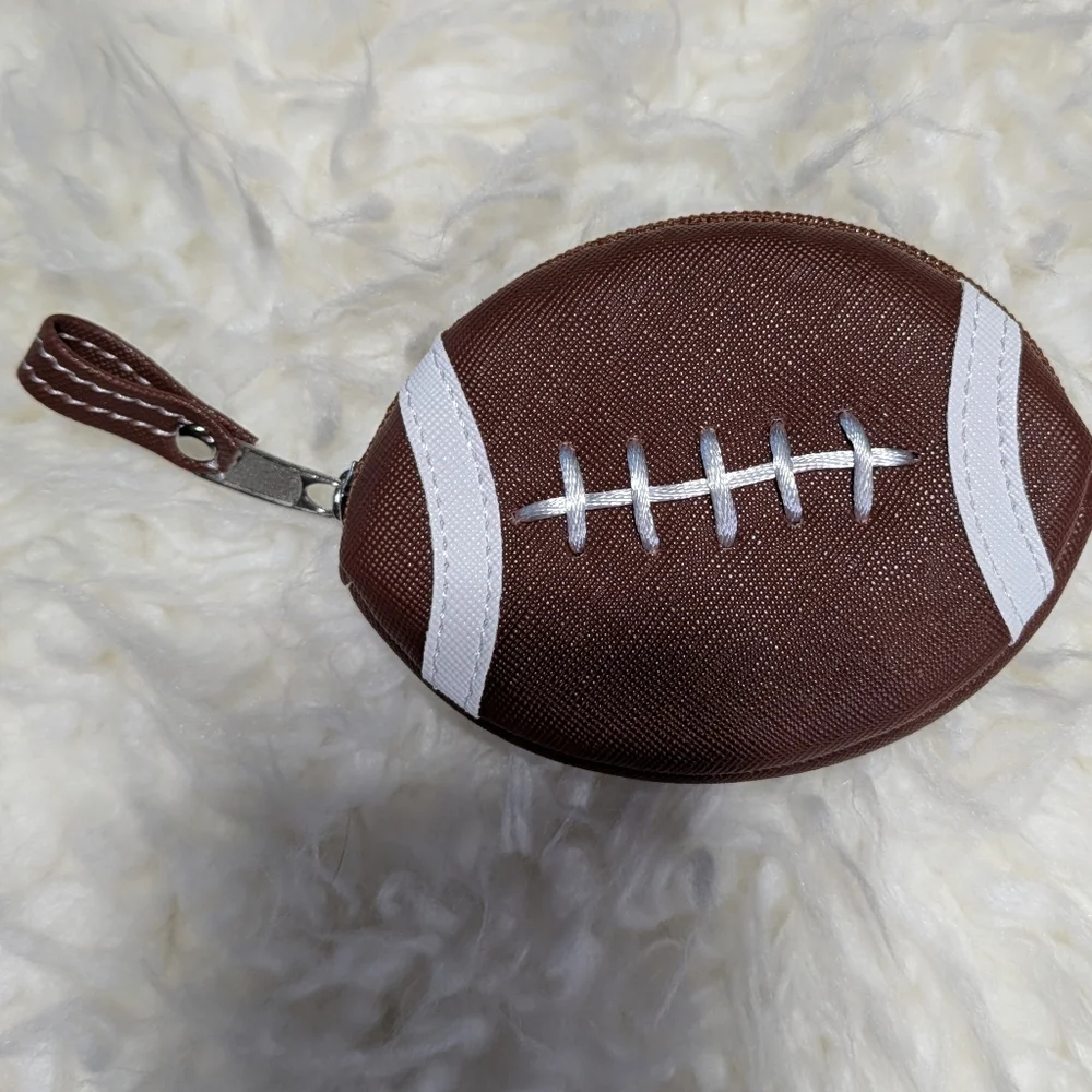 Brown Football-Shaped Coin Purse For Any Age